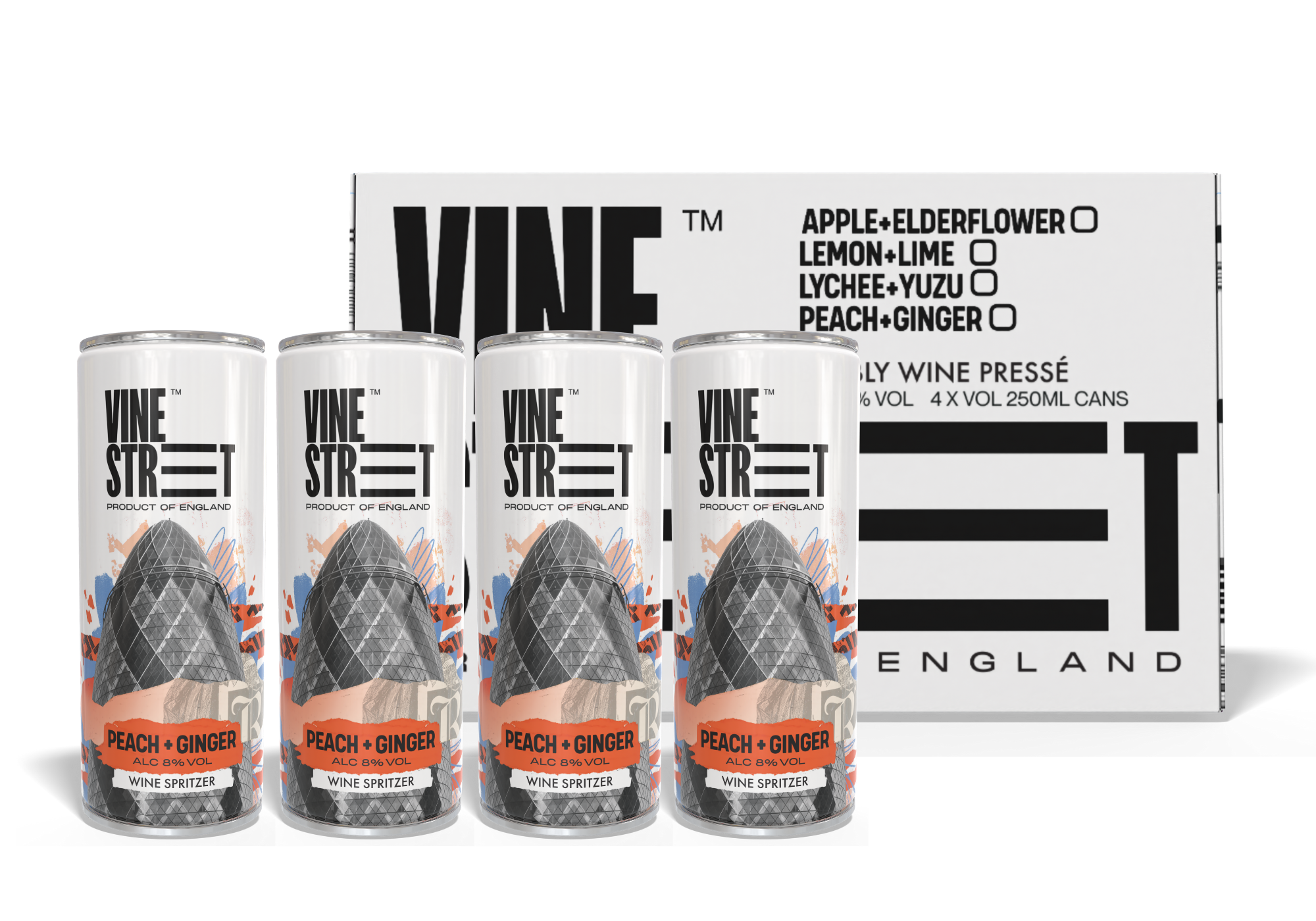 PEACH + GINGER WINE SPRITZER - 4 CANS
