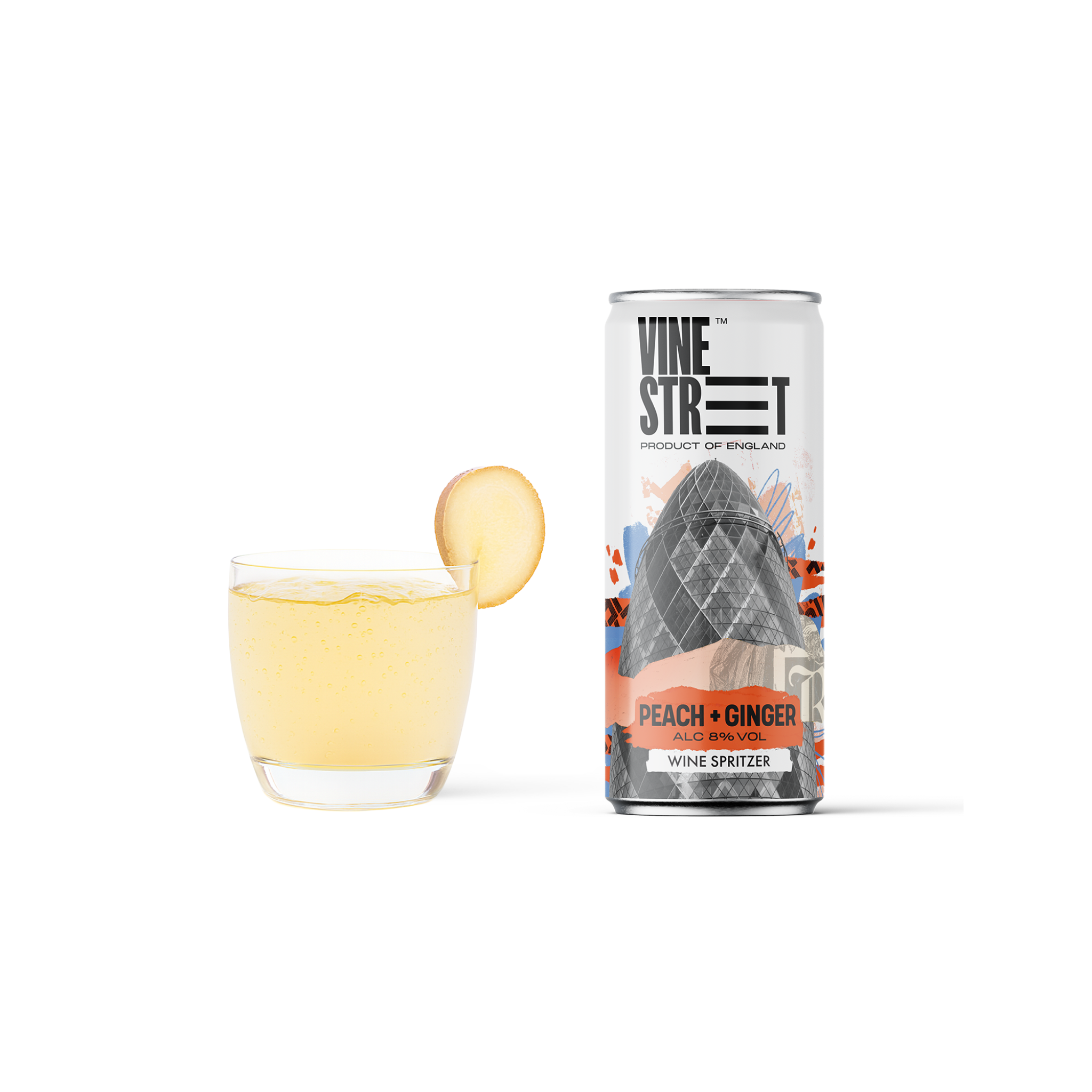 PEACH + GINGER WINE SPRITZER - 4 CANS